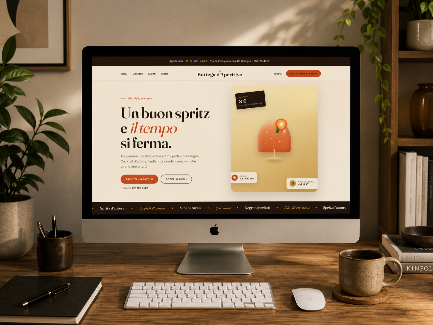 Bottega d'Aperitivo — vista desktop in contesto