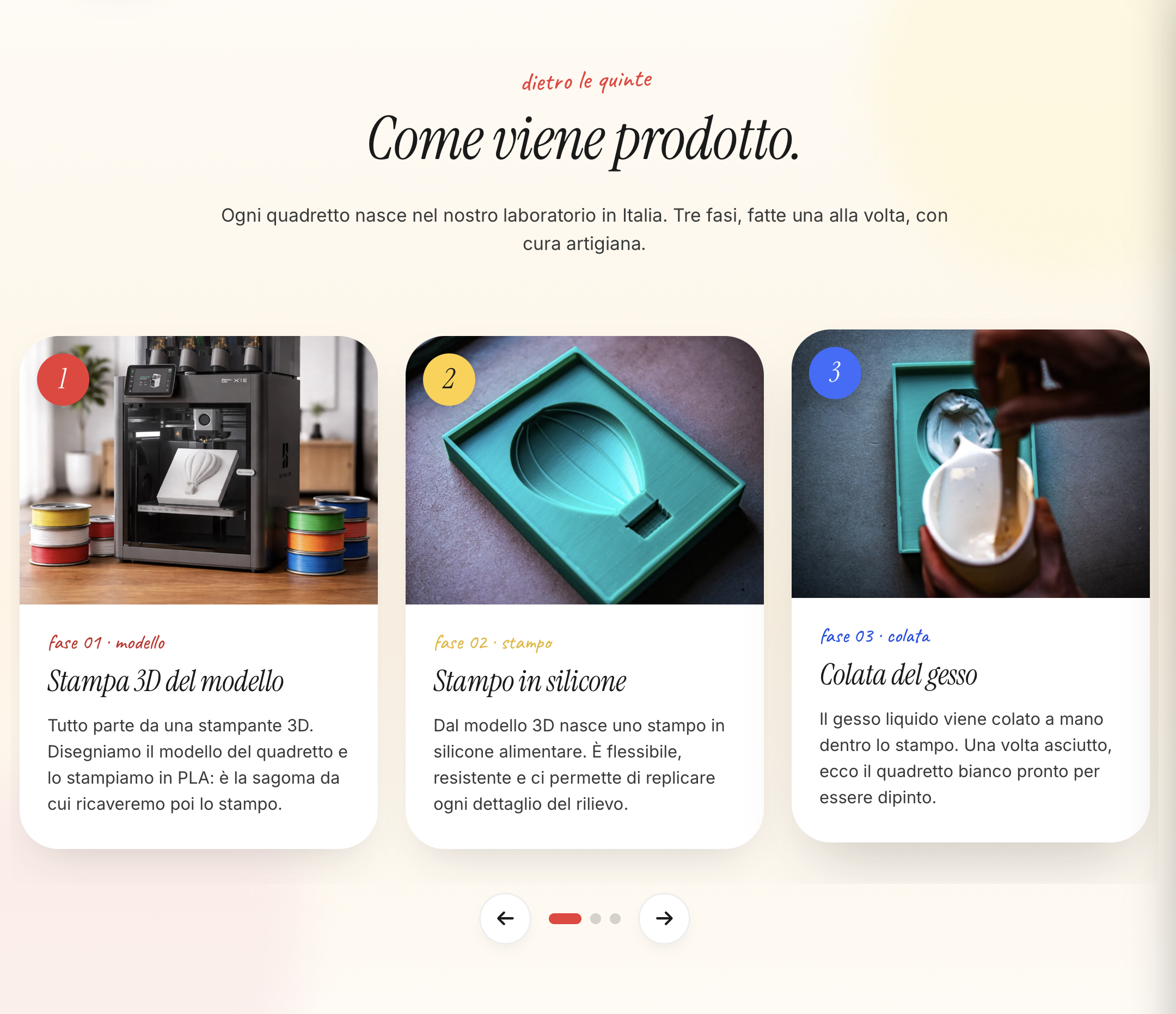 Il Colore Puro — sezione storytelling del processo produttivo artigianale