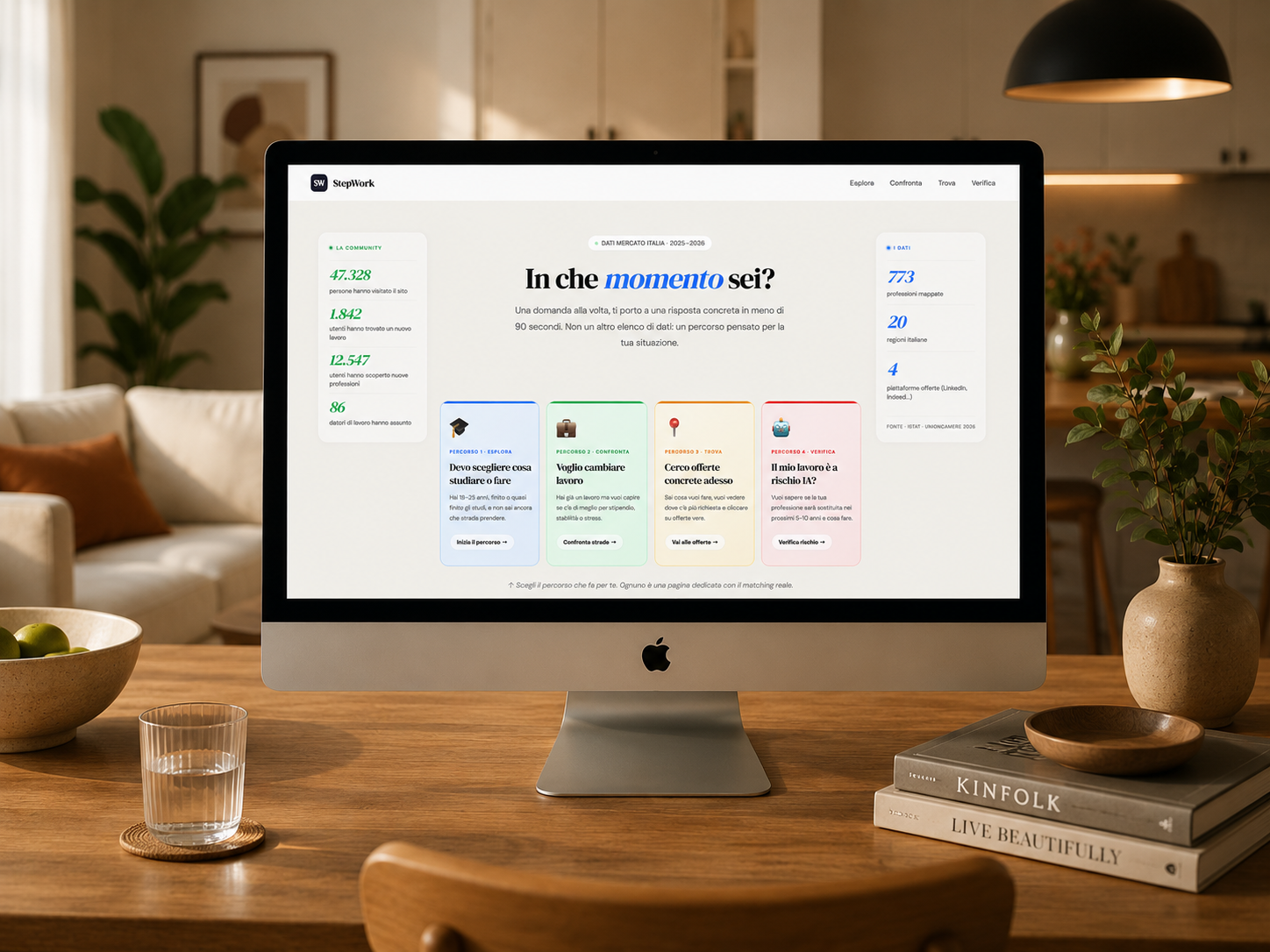 StepWork home su iMac in ambiente di lavoro