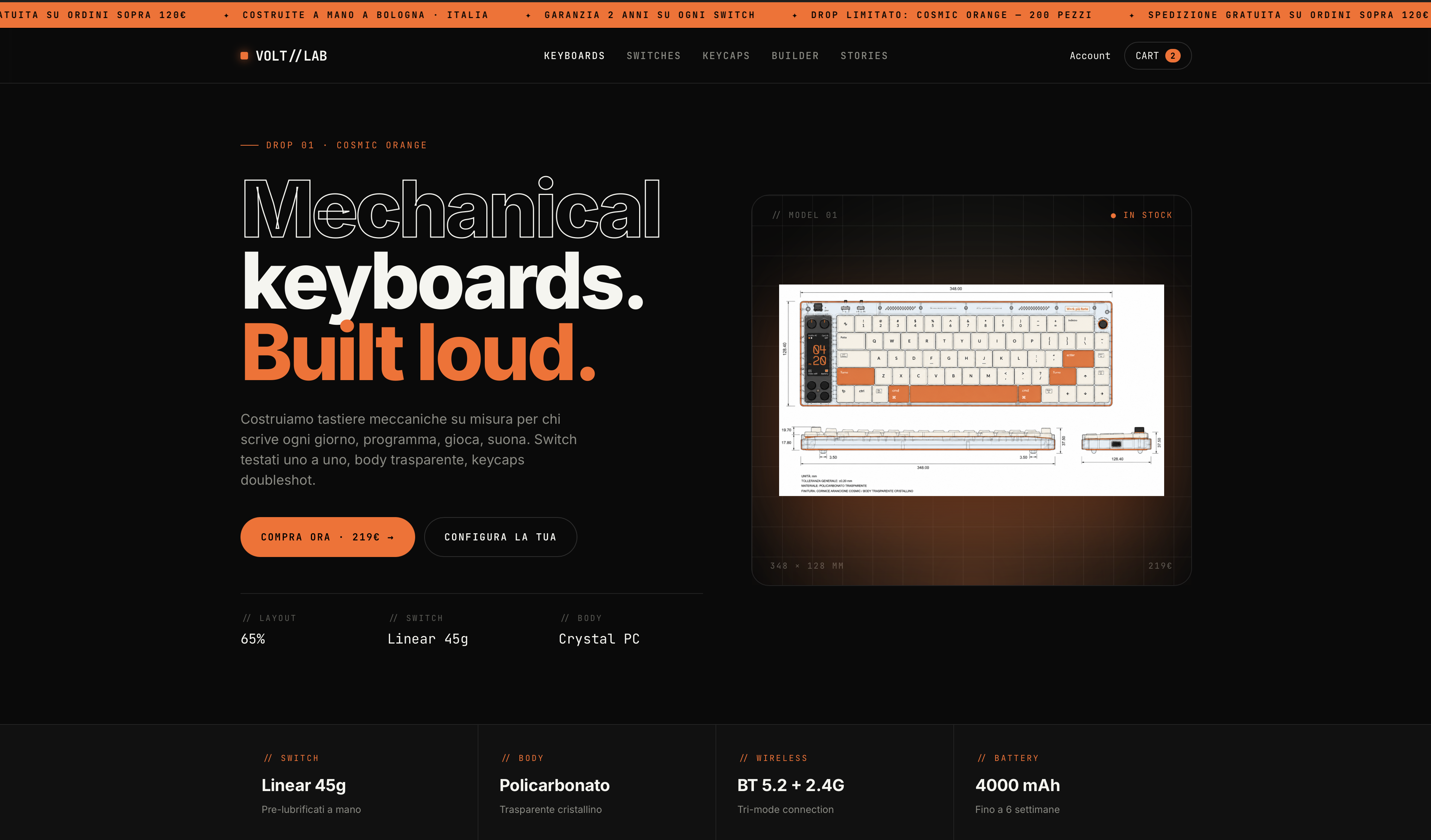 Volt//Lab — homepage Mechanical keyboards. Built loud.